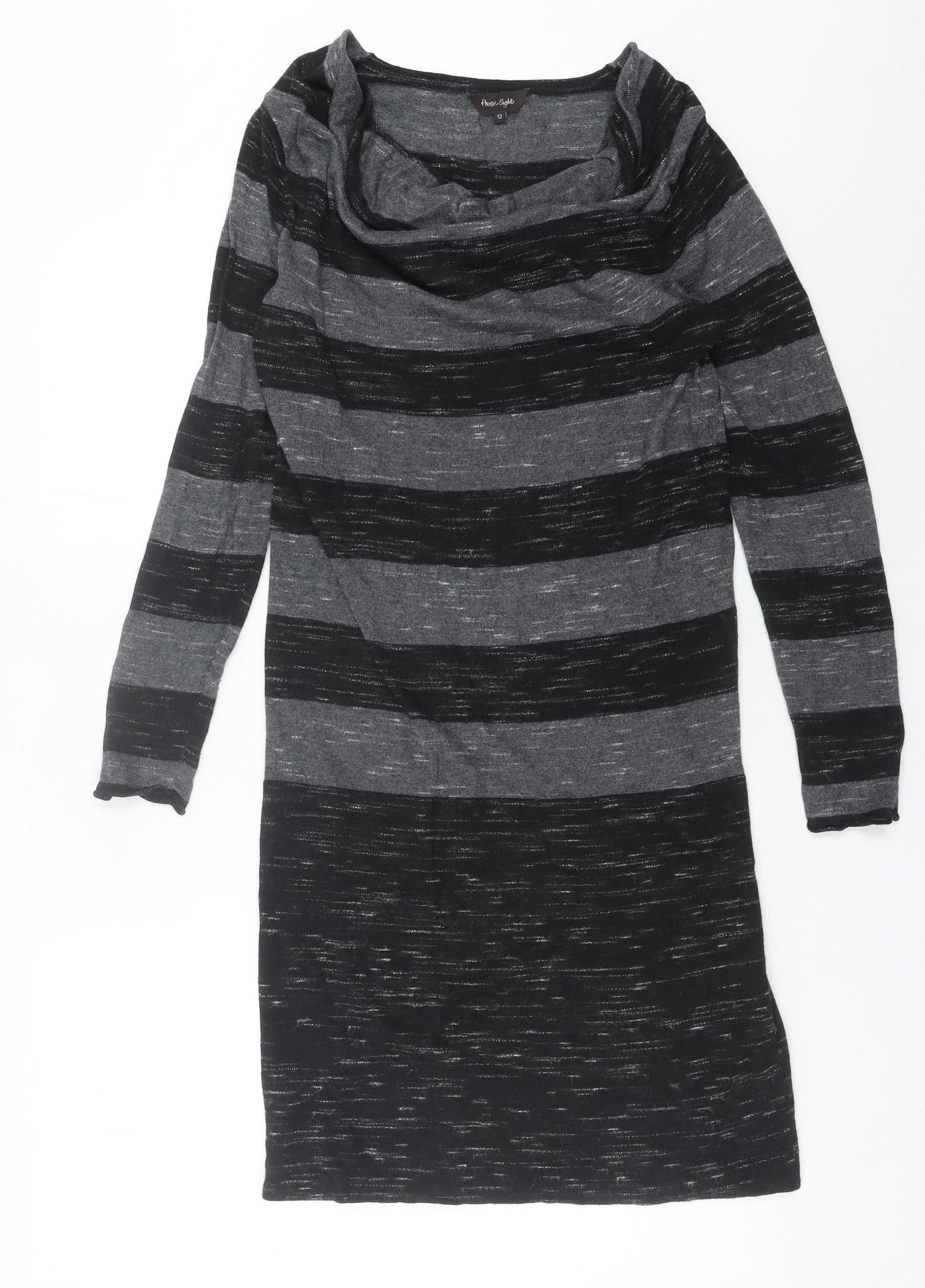 Phase Eight Women’s Grey Striped Cowl Neck Jumper Dress Size 12