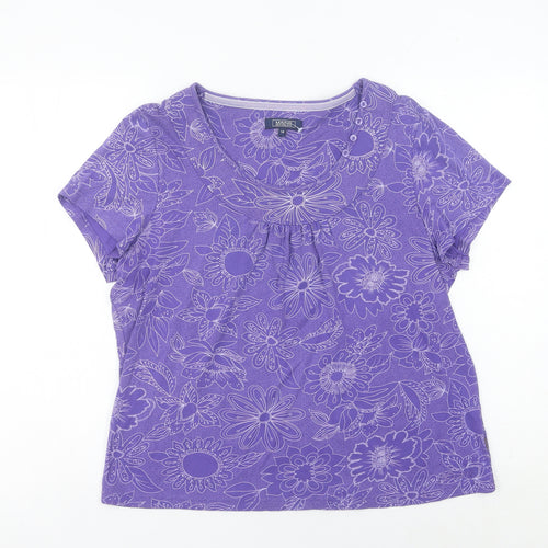 Maine New England Women's Purple Floral Cotton T-Shirt Size 18