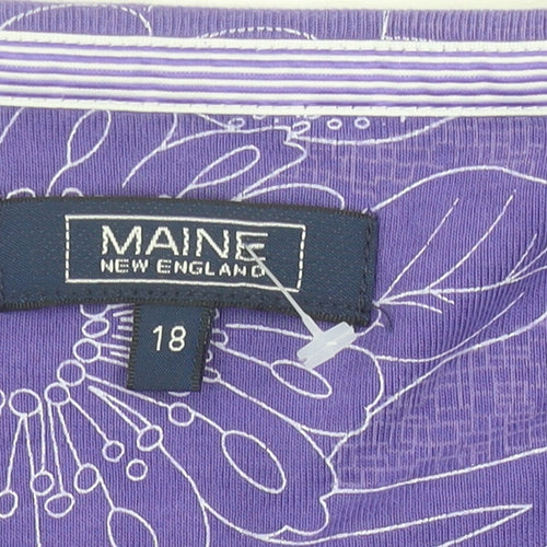 Maine New England Women's Purple Floral Cotton T-Shirt Size 18