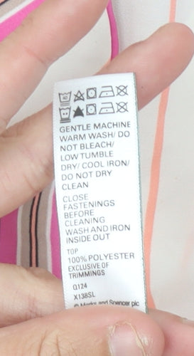 Marks and Spencer Womens Multicoloured Striped Pyjama Top Shirt Size 14