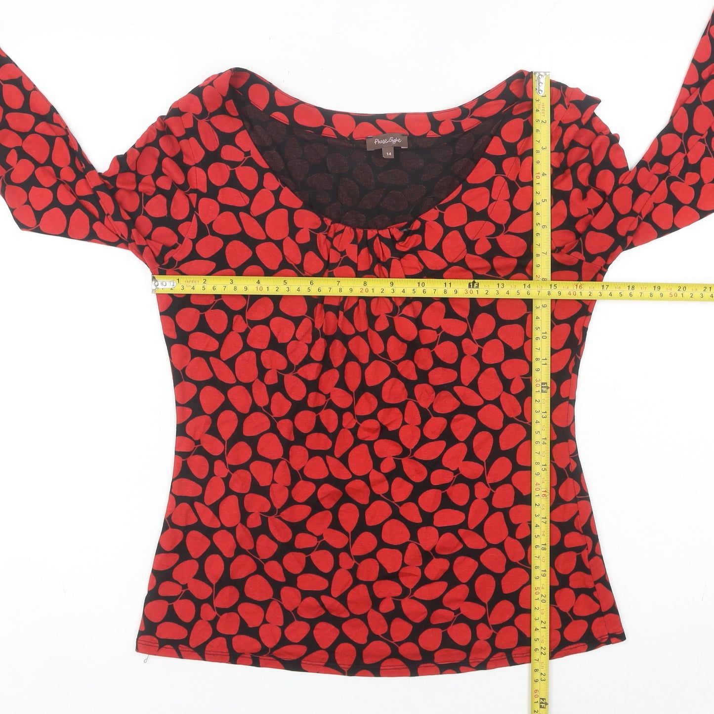 Phase Eight Women’s Red Geometric Jersey Blouse Size 14