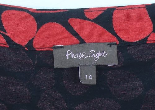 Phase Eight Women’s Red Geometric Jersey Blouse Size 14