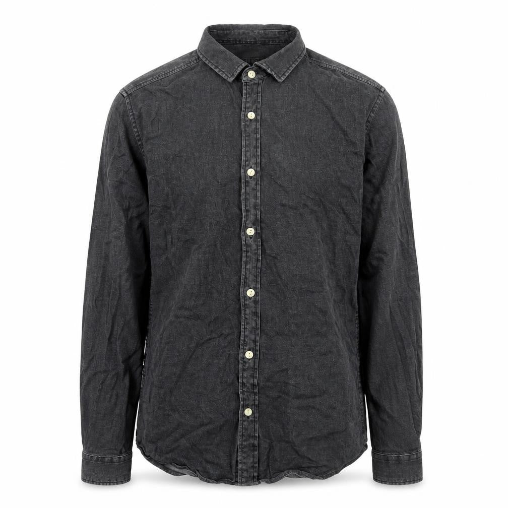 Front view of Very Men’s Grey Cotton Long Sleeve Button-Up Shirt M 40in