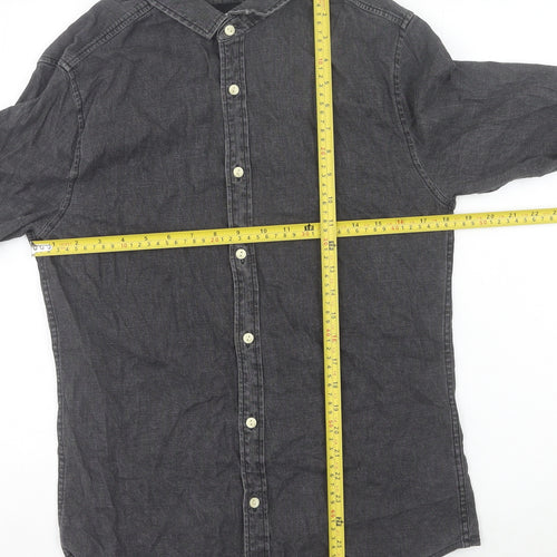Very Men’s Grey Cotton Long Sleeve Button-Up Shirt M 40in