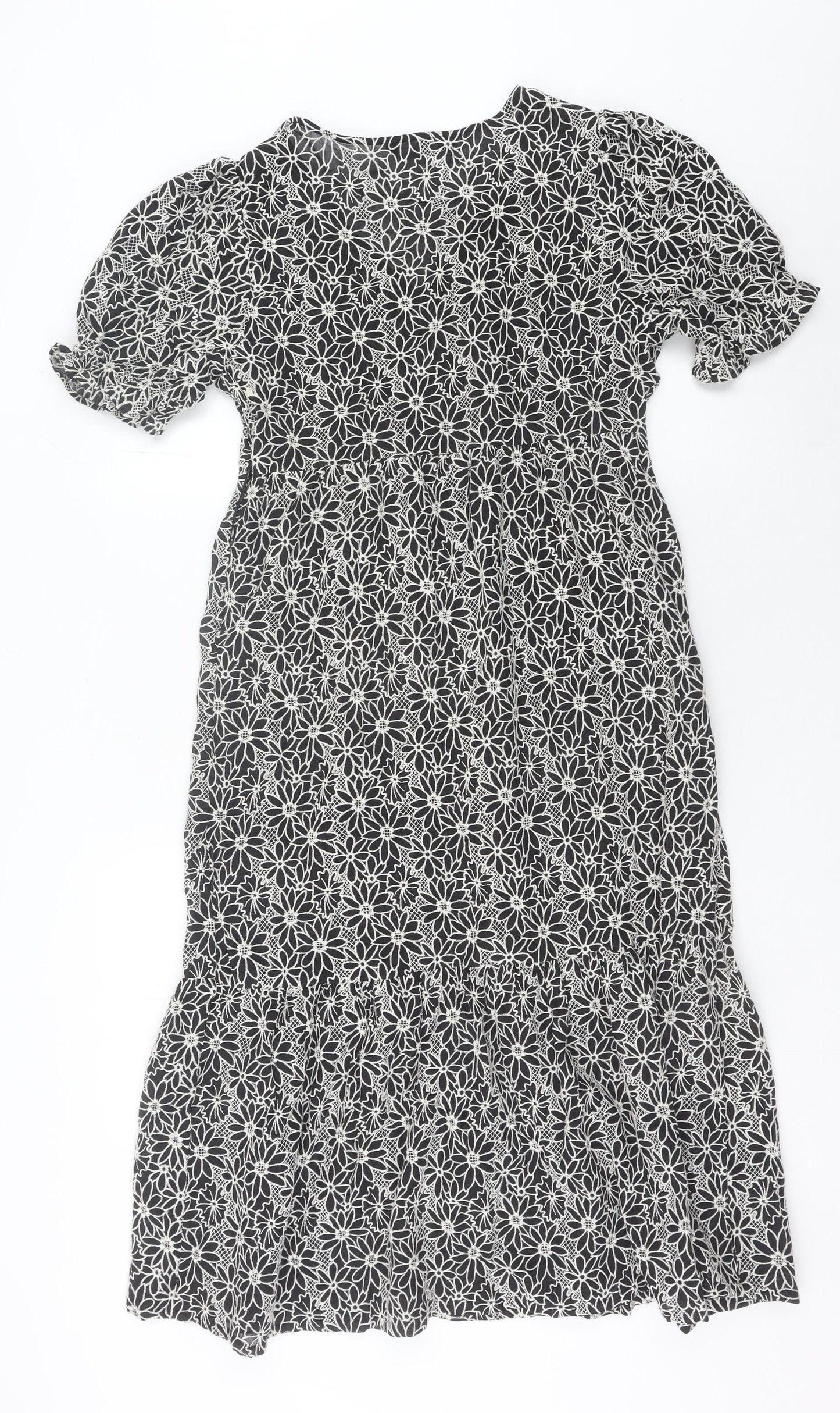 Marks and Spencer Women’s Black Floral Shift Dress Size 8 Petite