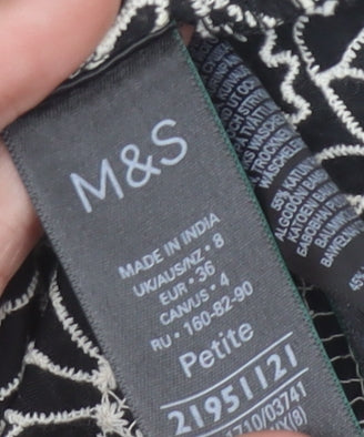 Marks and Spencer Women’s Black Floral Shift Dress Size 8 Petite