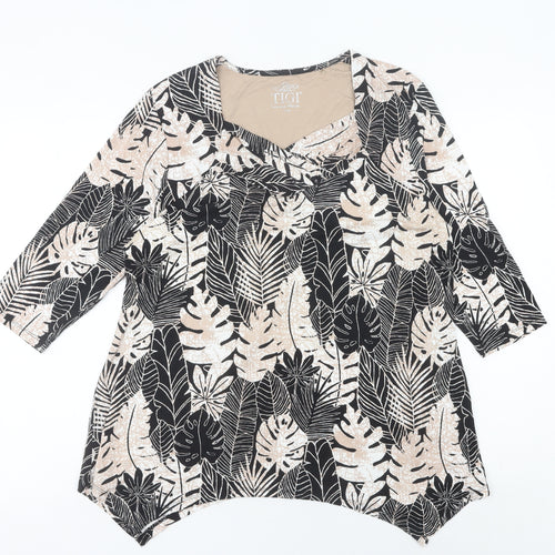 Tigi Women’s Multicoloured Tropical Tunic Blouse Size 14 V-Neck 3/4 Sleeve