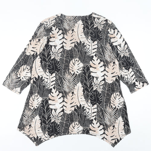 Tigi Women’s Multicoloured Tropical Tunic Blouse Size 14 V-Neck 3/4 Sleeve
