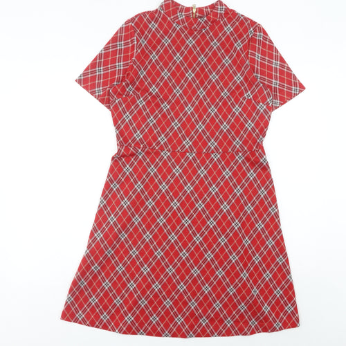 Next Women’s Red Plaid A-Line Short Dress Size 10