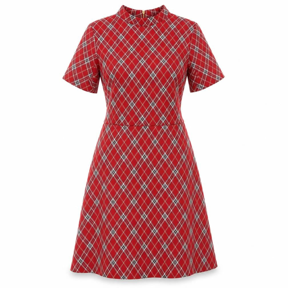 Next Women’s Red Plaid A-Line Short Dress Size 10