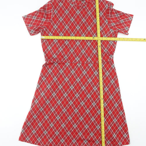 Next Women’s Red Plaid A-Line Short Dress Size 10
