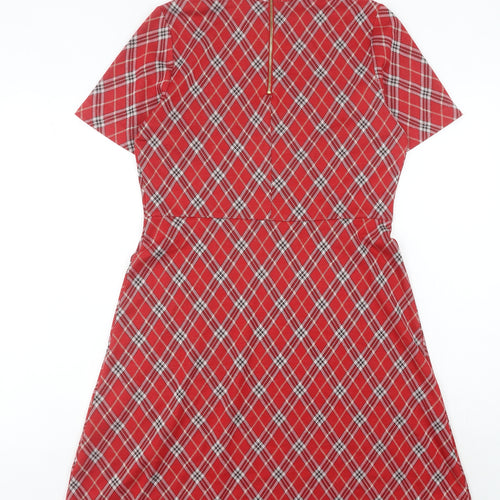 Next Women’s Red Plaid A-Line Short Dress Size 10