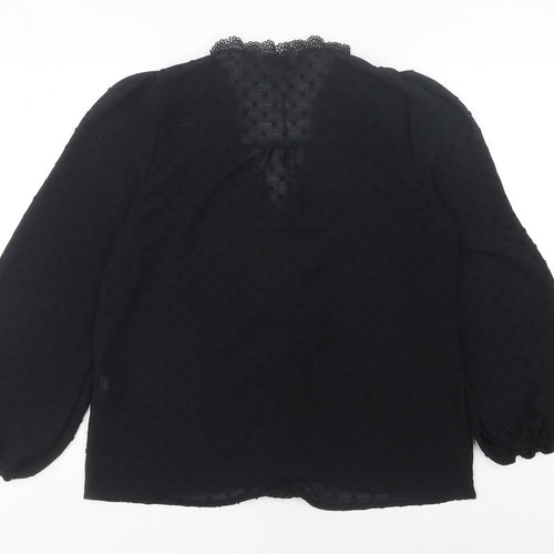 Love & Roses Women’s Black UK 14 Crochet Trim Chiffon Tunic Blouse