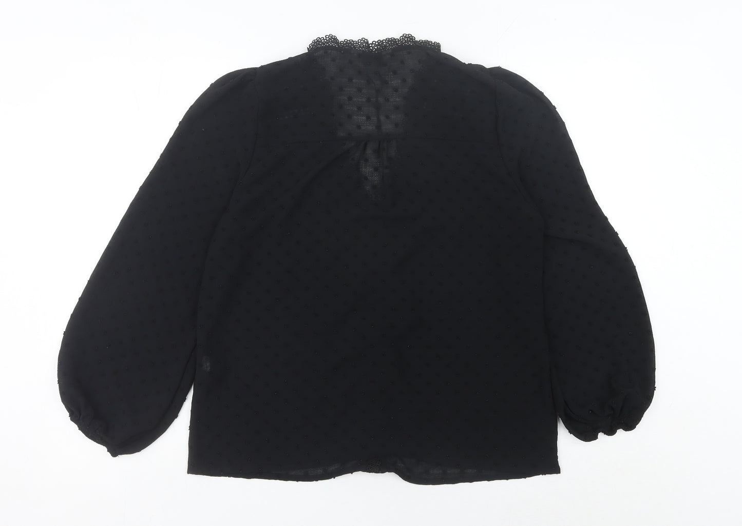 Love & Roses Women’s Black UK 14 Crochet Trim Chiffon Tunic Blouse