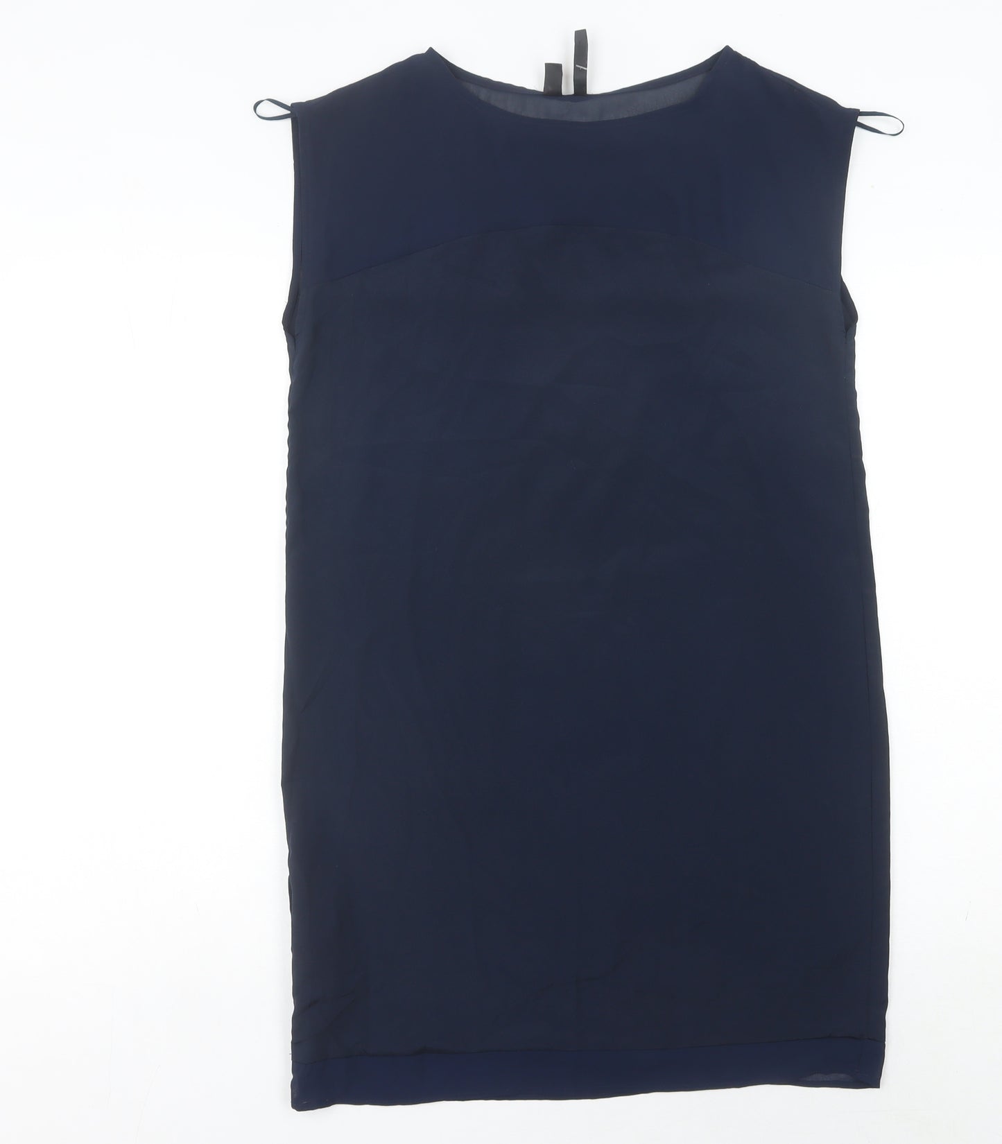 Mango Women’s Navy Blue Sheath Dress Size 8 Sleeveless Workwear