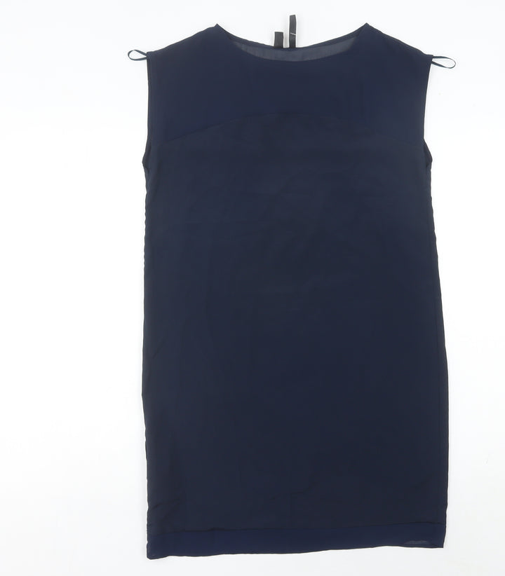 Mango Women’s Navy Blue Sheath Dress Size 8 Sleeveless Workwear