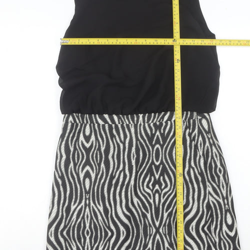 Next Women’s Black Animal Print Shift Dress Size 12 Sleeveless Short