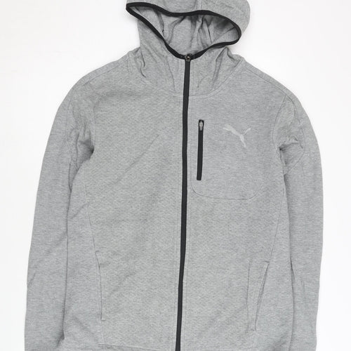 Puma Men’s Grey Full Zip Hoodie L Jersey Athletic Fit