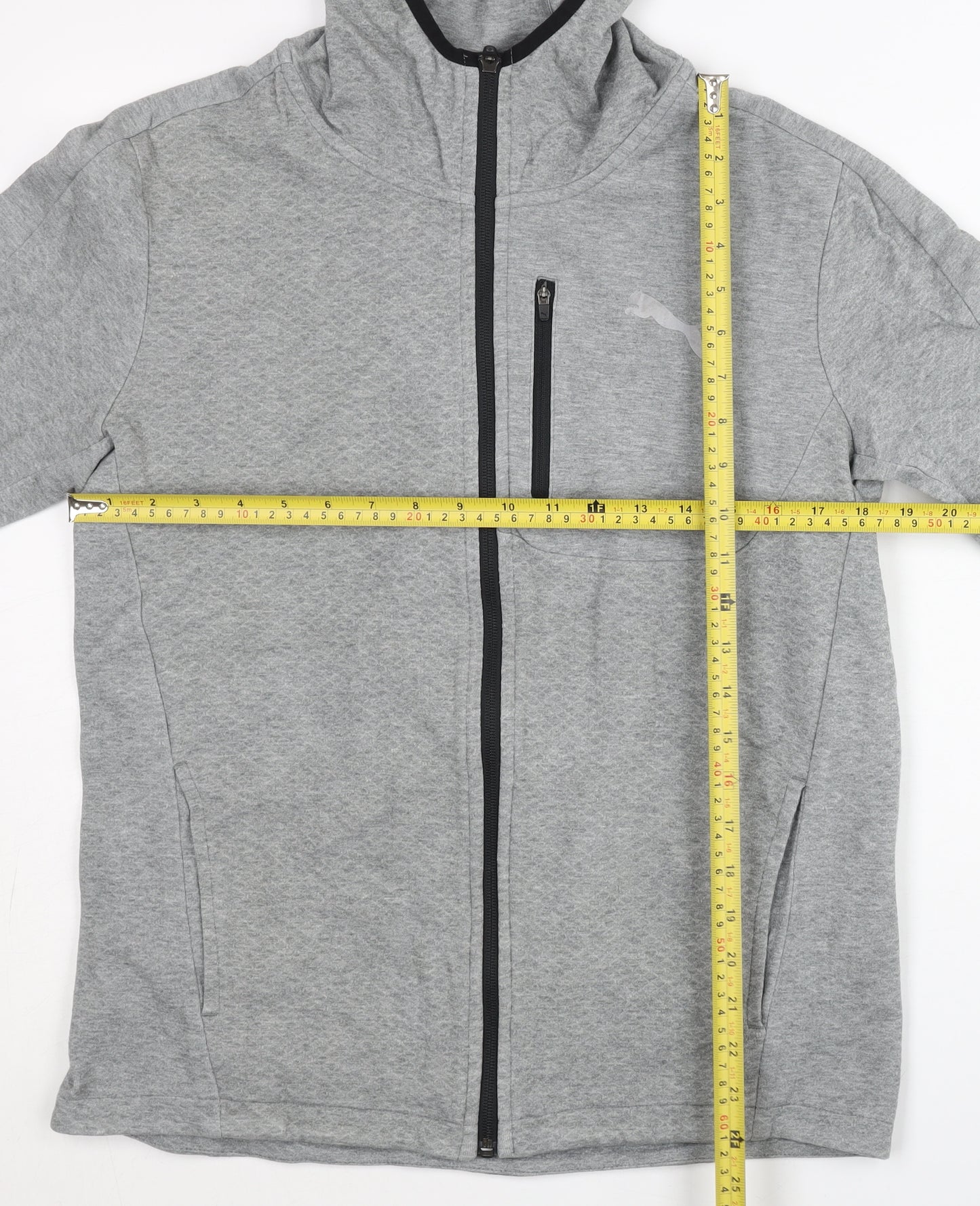 Puma Men’s Grey Full Zip Hoodie L Jersey Athletic Fit
