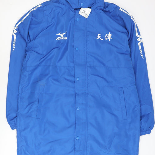 Mizuno Men's Blue L Long Parka Waterproof Winter Coat Hooded