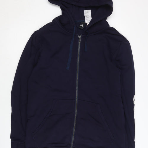 Adidas Men’s Blue Full Zip Hoodie L Logo Sports Fleece