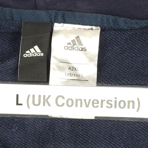 Adidas Men’s Blue Full Zip Hoodie L Logo Sports Fleece