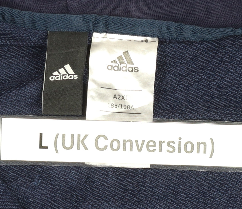 Adidas Men’s Blue Full Zip Hoodie L Logo Sports Fleece