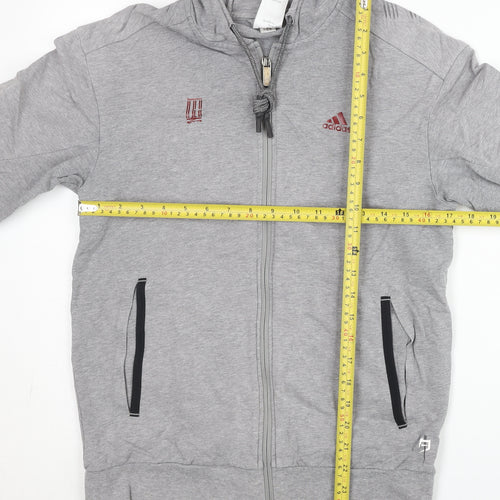 Adidas Men's Grey Full Zip Hoodie M Logo Sportswear