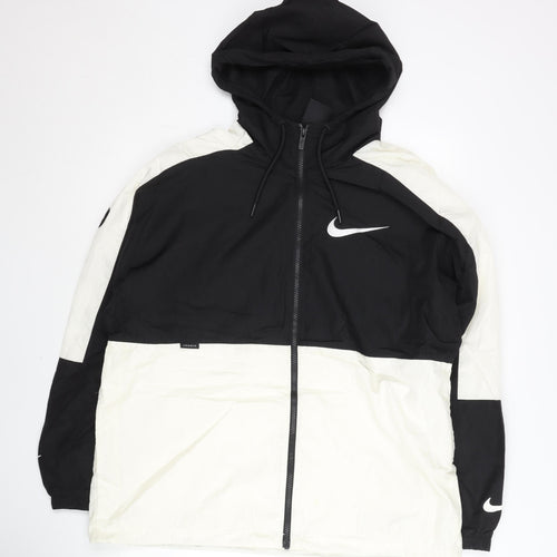 Nike Men’s Black/White XL Windbreaker Jacket Hooded Colourblock
