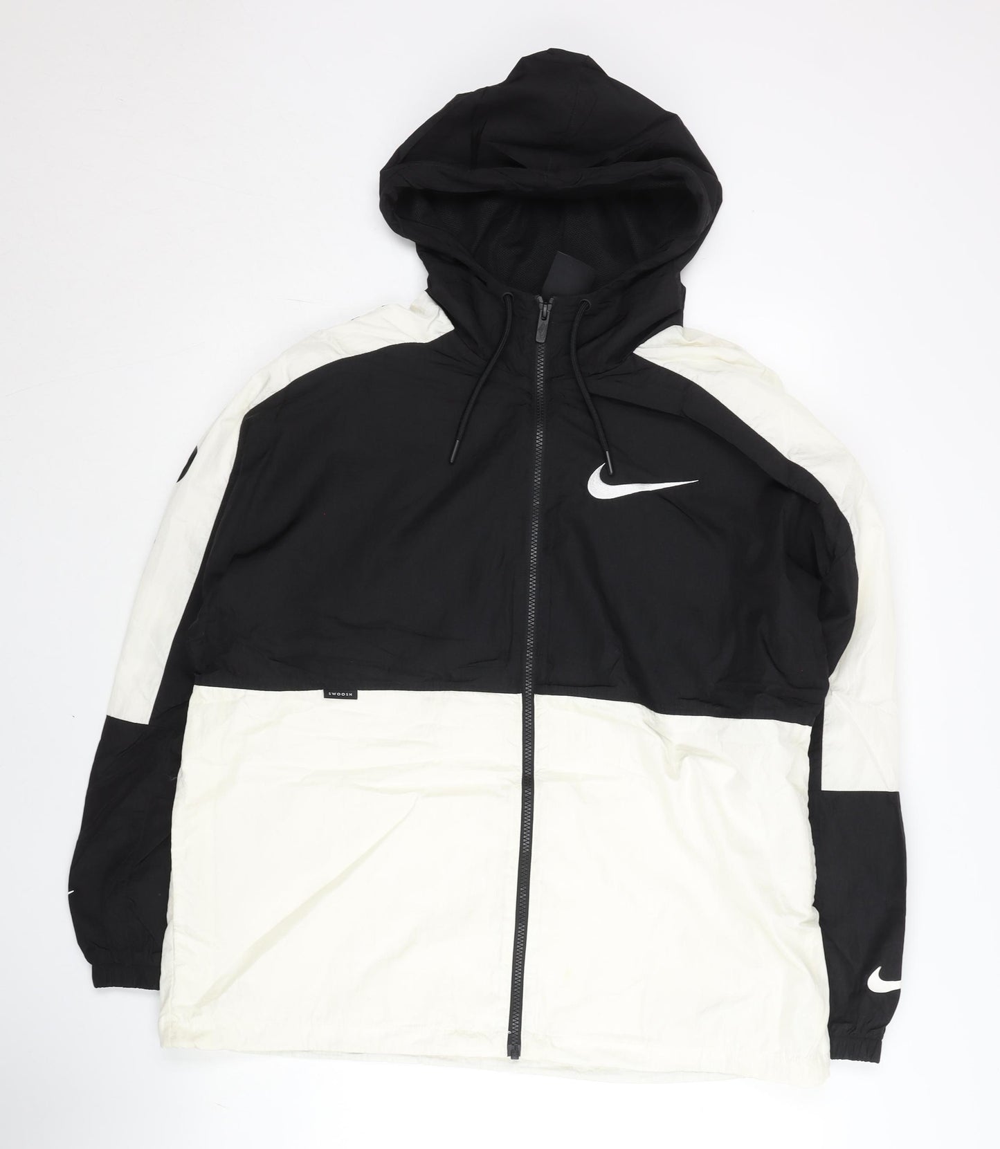Nike Men’s Black/White XL Windbreaker Jacket Hooded Colourblock