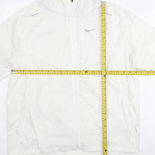 Nike Men's White M Windbreaker Jacket Hooded Lightweight Softshell