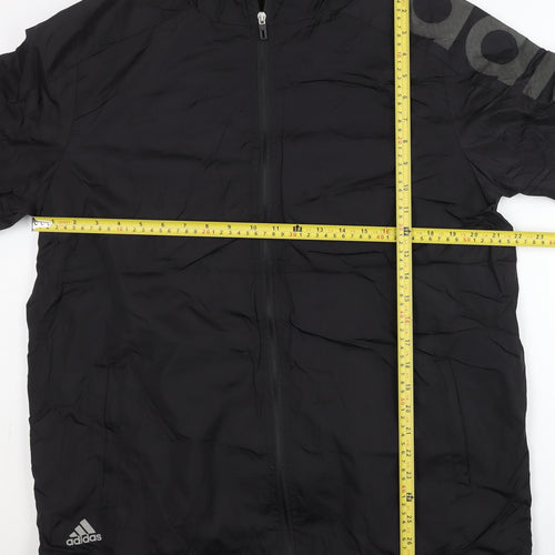 Adidas Men's Black 2XL Windbreaker Jacket Hooded Lightweight Sports