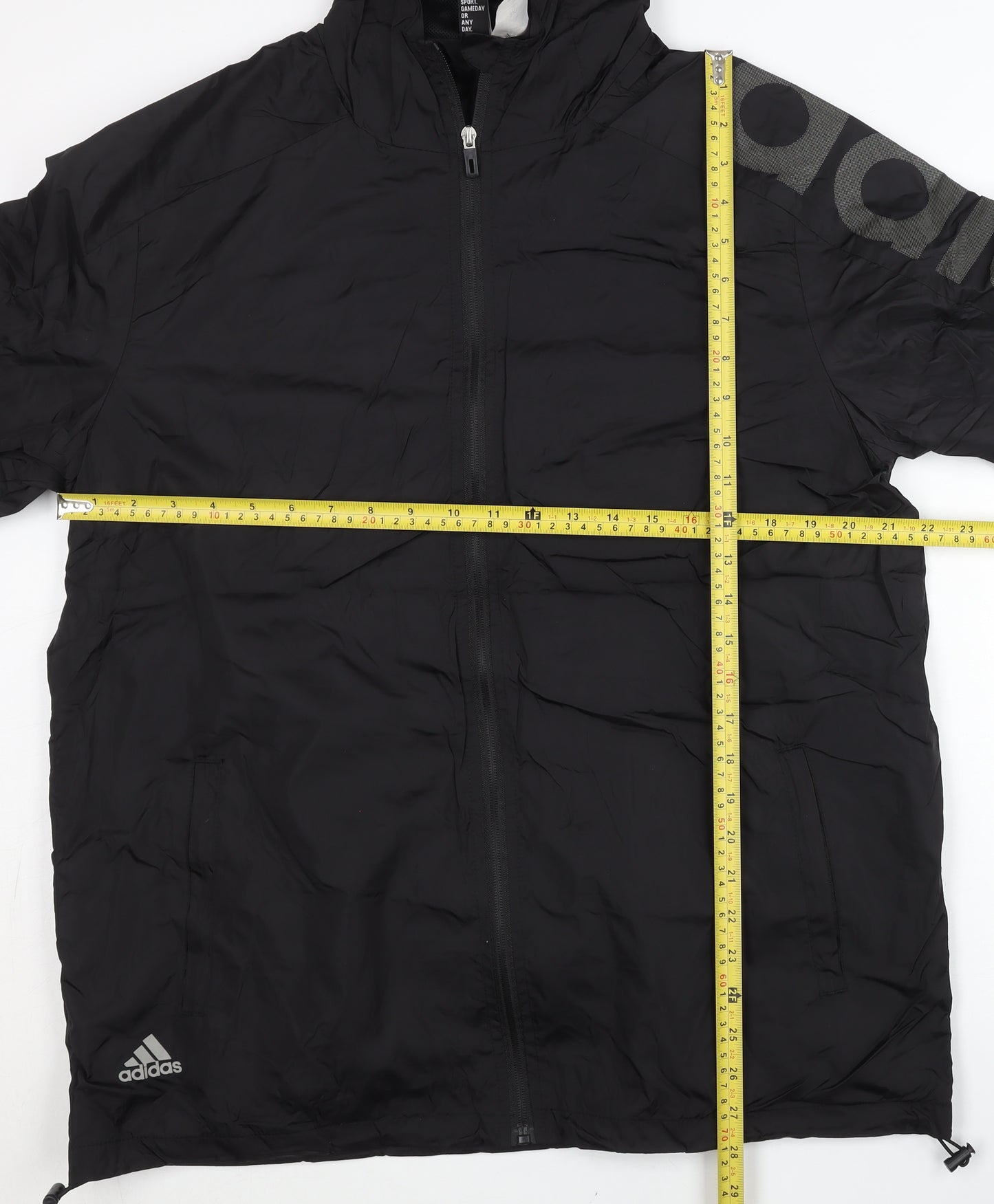 Adidas Men's Black 2XL Windbreaker Jacket Hooded Lightweight Sports