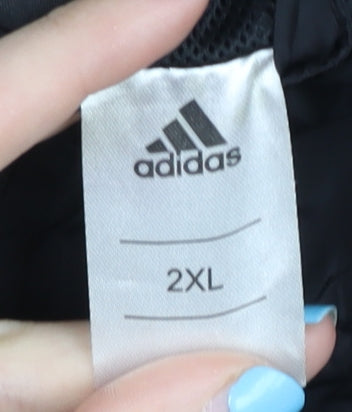 Adidas Men's Black 2XL Windbreaker Jacket Hooded Lightweight Sports