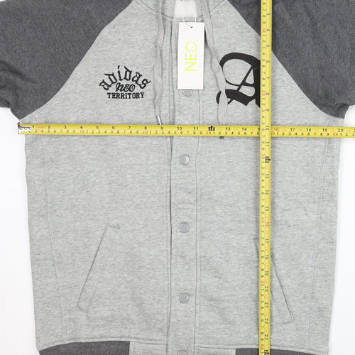Adidas Men's Grey XS Varsity Jacket Hooded Cotton Snap Gym Sports