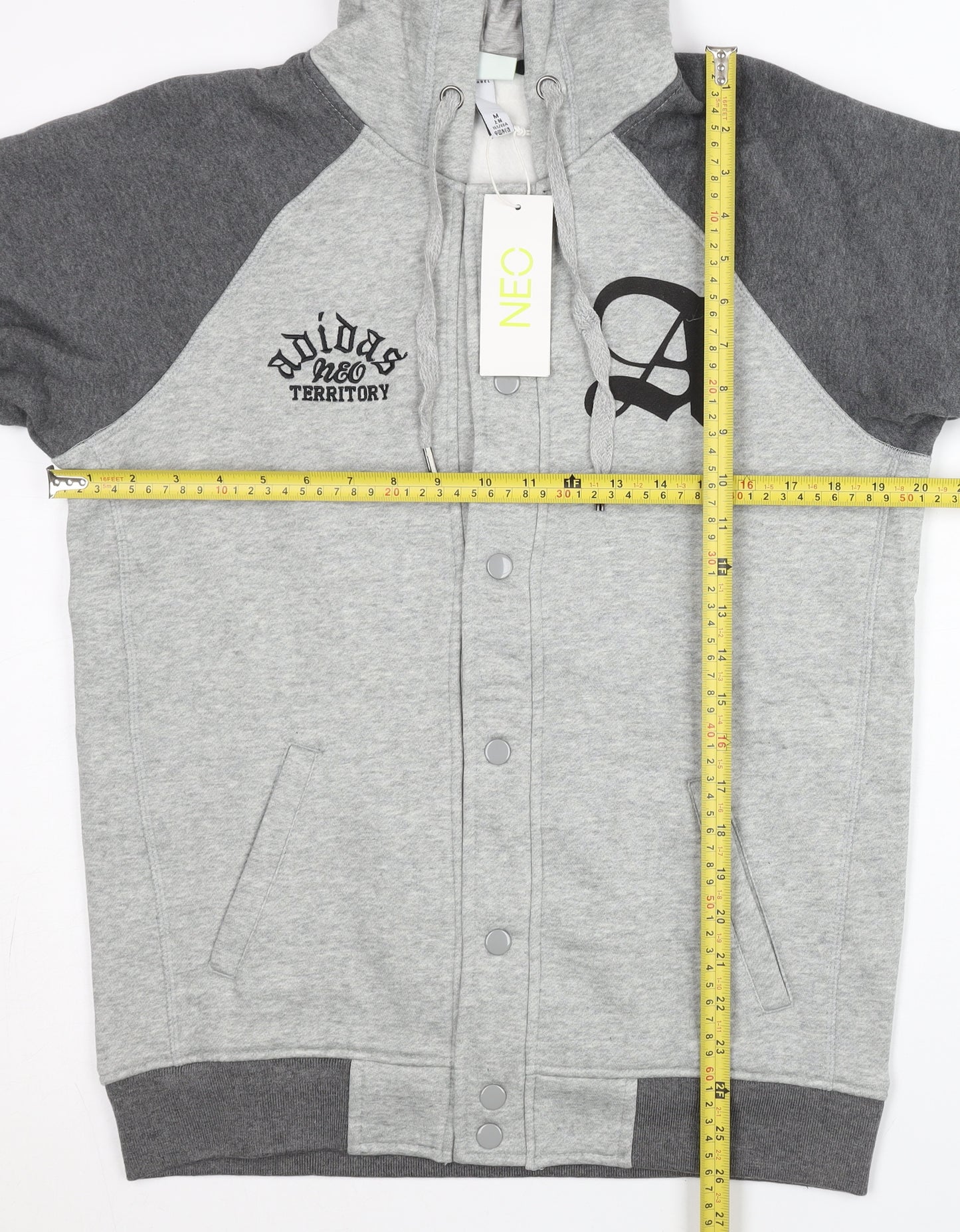 Adidas Men's Grey XS Varsity Jacket Hooded Cotton Snap Gym Sports