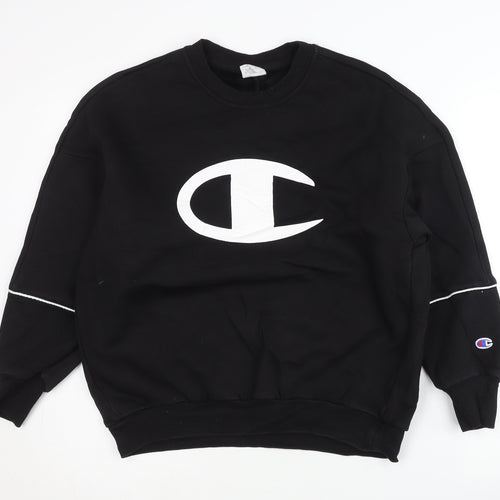 Champion Women's Black Small Pullover Sweatshirt Long Sleeve Logo