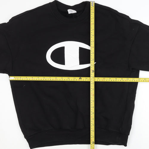 Champion Women's Black Small Pullover Sweatshirt Long Sleeve Logo