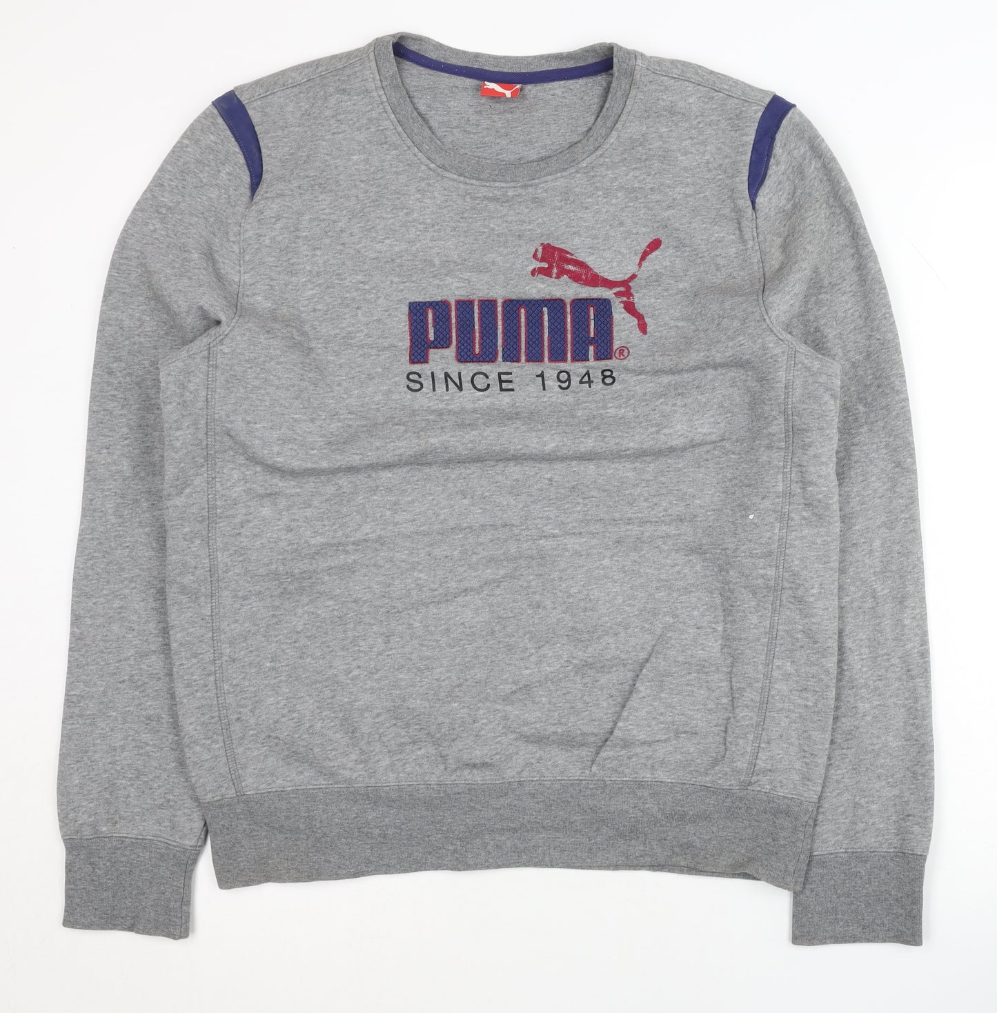 Puma Mens Grey Pullover Sweatshirt L Logo Graphic Sports Casual