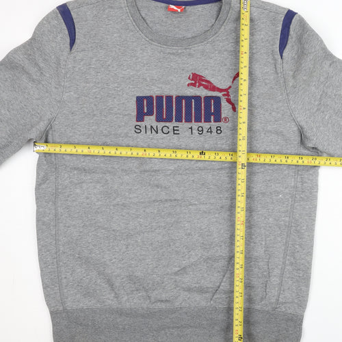 Puma Mens Grey Pullover Sweatshirt L Logo Graphic Sports Casual