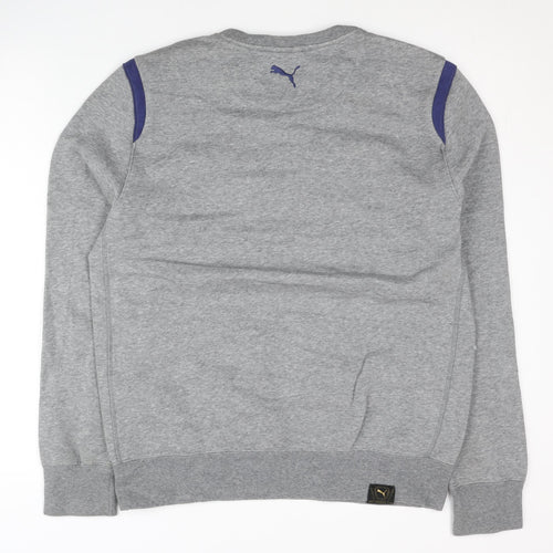 Puma Mens Grey Pullover Sweatshirt L Logo Graphic Sports Casual