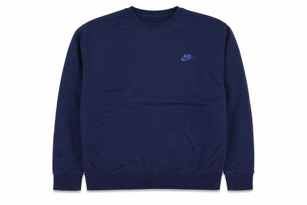 Front view of Nike unisex blue 2xl pullover sweatshirt crew neck logo sports
