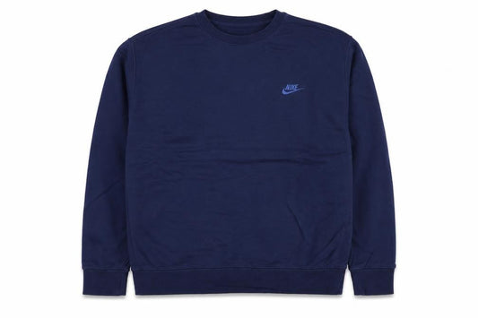 Front view of Nike unisex blue 2xl pullover sweatshirt crew neck logo sports
