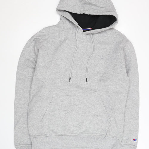 Champion Men's Grey Pullover Hoodie M Logo Fleece Kangaroo Pocket