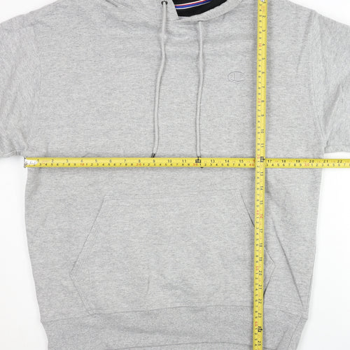 Champion Men's Grey Pullover Hoodie M Logo Fleece Kangaroo Pocket