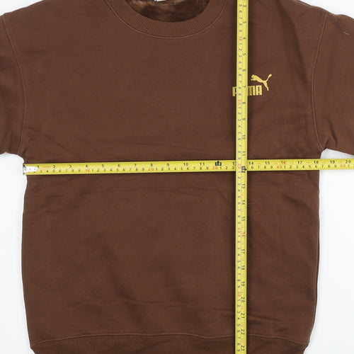 Puma Men’s Brown XS Crew Neck Pullover Sweatshirt with Logo