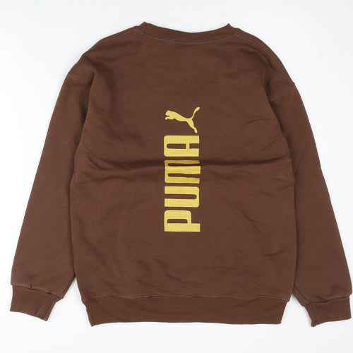 Puma Men’s Brown XS Crew Neck Pullover Sweatshirt with Logo