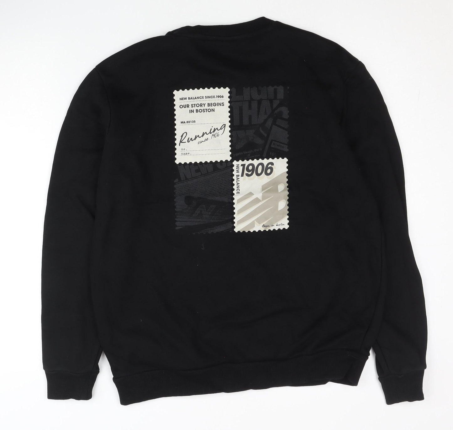 New Balance Men's Black M Pullover Sweatshirt Crew Neck Graphic