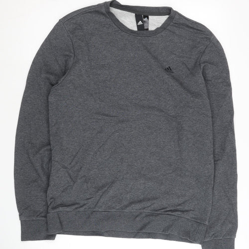 Adidas Men's Grey Crew Neck Pullover Sweatshirt M Regular Fit