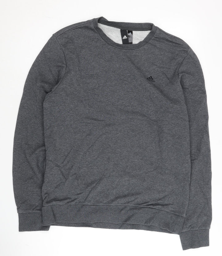 Adidas Men's Grey Crew Neck Pullover Sweatshirt M Regular Fit
